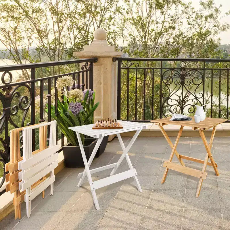 Lot de 2 tables d'appoint pliantes portables en bois massif - Flora Home