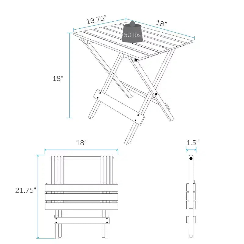 Lot de 2 tables d'appoint pliantes portables en bois massif - Flora Home