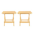 2pc Solid Wood Portable Folding Side Table Set - Flora Home