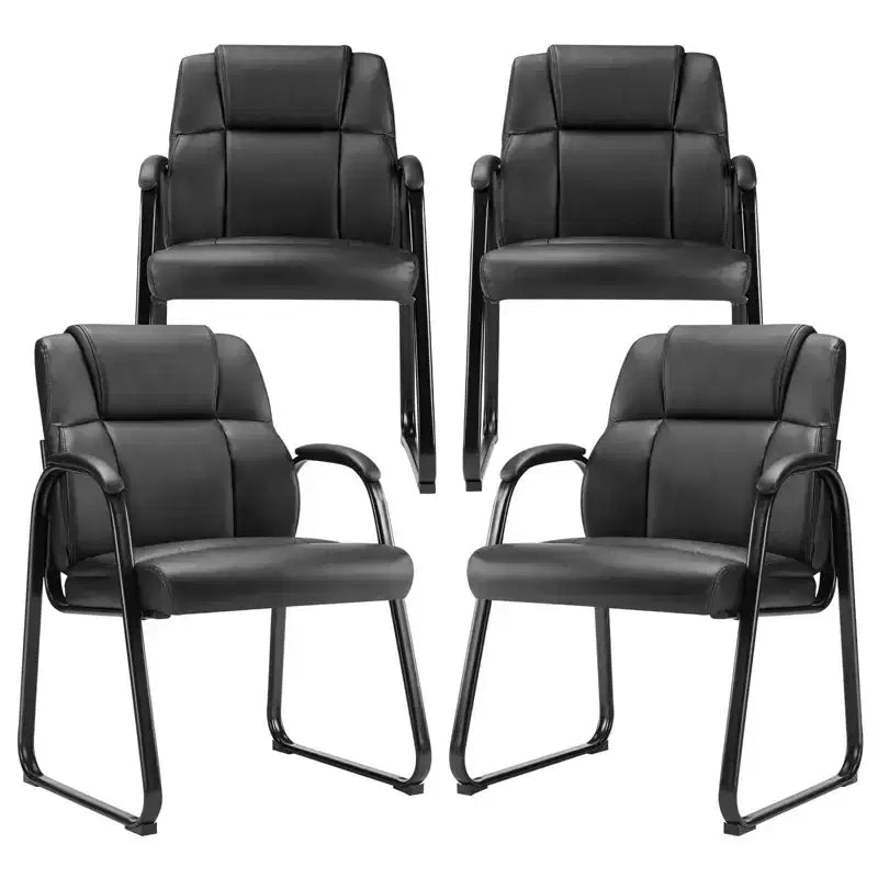JIONJOY Faux Leather Stationary Waiting Room Chairs Set of 4| Black
