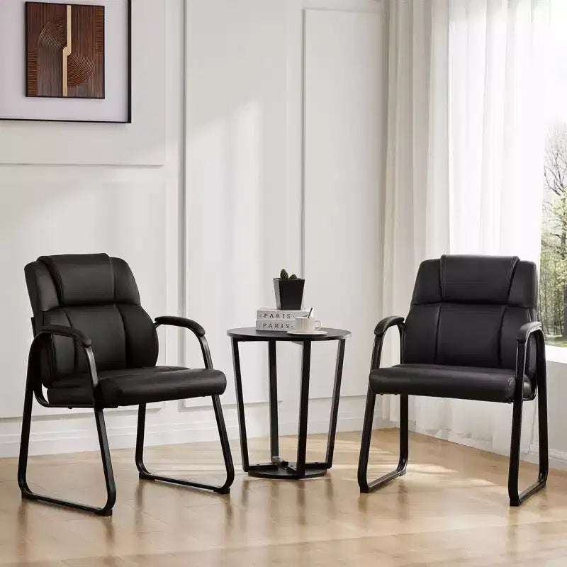JIONJOY Chaises de salle d'attente en similicuir, ensemble de 4 | Noir