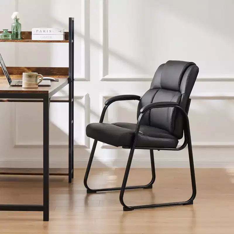 JIONJOY Chaises de salle d'attente en similicuir, ensemble de 4 | Noir