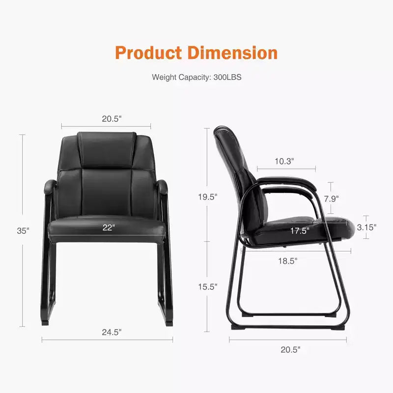 JIONJOY Chaises de salle d'attente en similicuir, ensemble de 4 | Noir