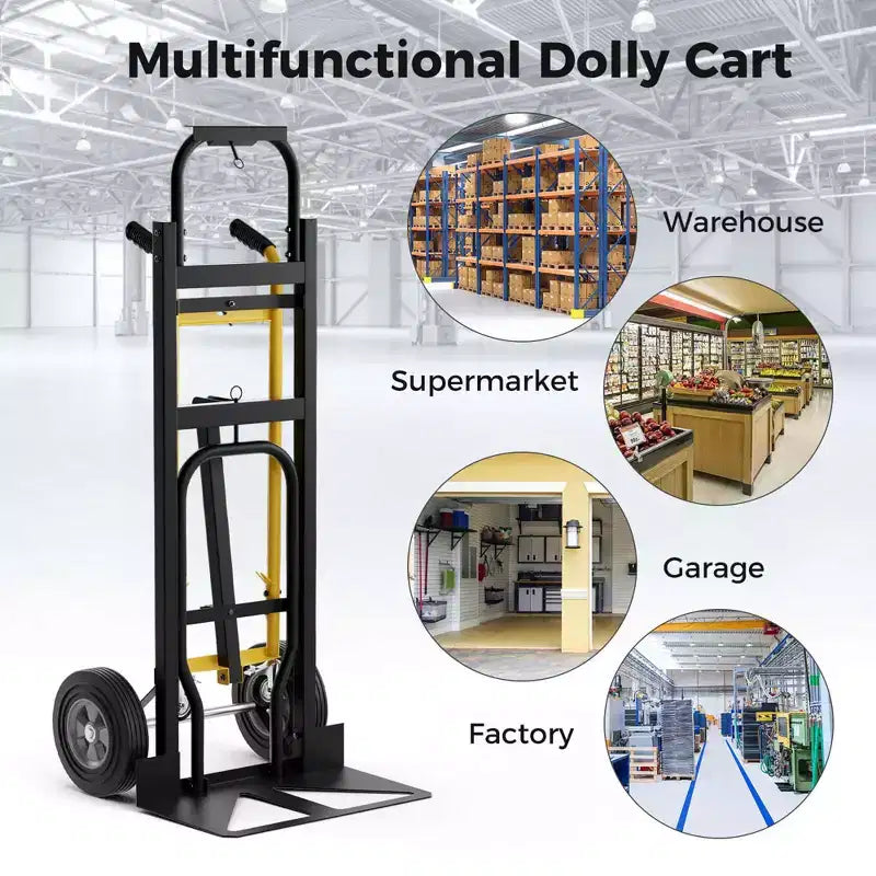 Diable convertible 3-en-1 Costway avec 4 roues en caoutchouc, capacité de charge maximale de 450 kg