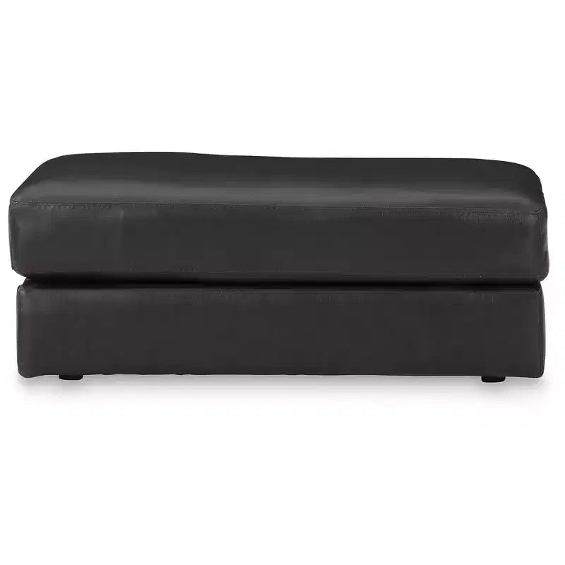 Pouffe en cuir contemporain Amiata Onyx par Signature Design by Ashley