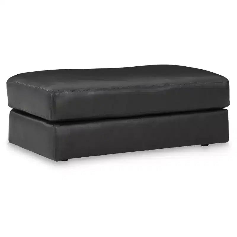 Pouffe en cuir contemporain Amiata Onyx par Signature Design by Ashley