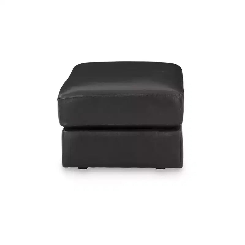 Pouffe en cuir contemporain Amiata Onyx par Signature Design by Ashley