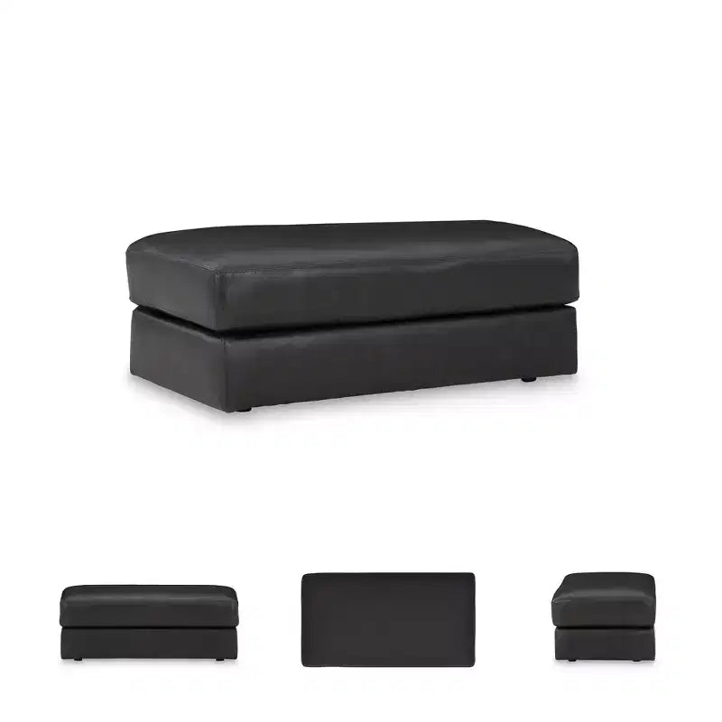 Pouffe en cuir contemporain Amiata Onyx par Signature Design by Ashley