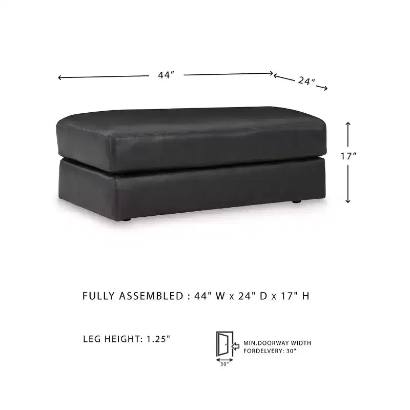 Pouffe en cuir contemporain Amiata Onyx par Signature Design by Ashley