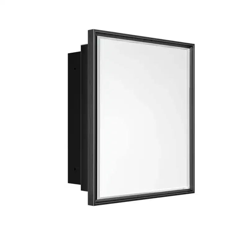 Keonjinn 26 po L x 30 po H Armoire de toilette rectangulaire encastrée/en saillie à cadre métallique noir avec miroir, noire