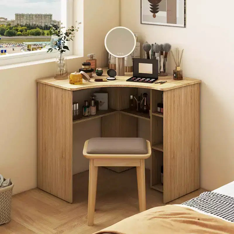 Bureau d'angle Costway avec étagères de rangement, tablette réglable, pour bureau à domicile, couleur naturelle/blanc