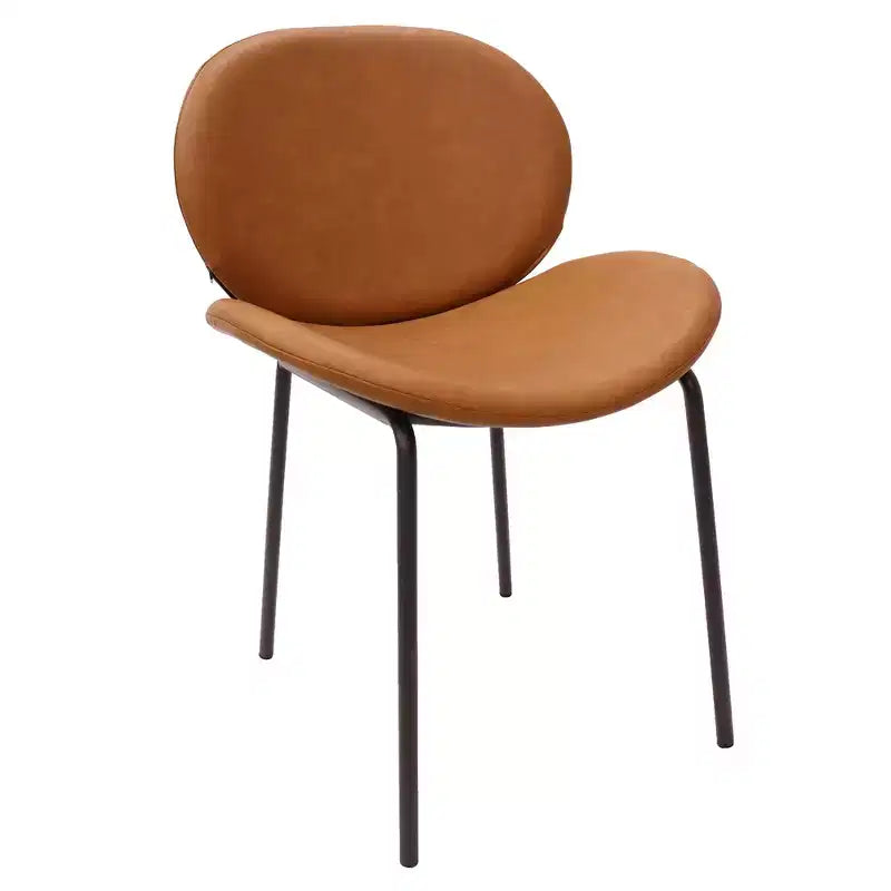 LeisureMod Servos - Lot de 2 chaises de salle à manger modernes - Assise rembourrée en cuir PU avec dossier incurvé et pieds en métal - Confortables pour cuisine, salle à manger, café