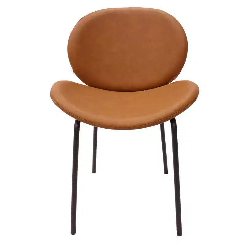 LeisureMod Servos - Lot de 2 chaises de salle à manger modernes - Assise rembourrée en cuir PU avec dossier incurvé et pieds en métal - Confortables pour cuisine, salle à manger, café