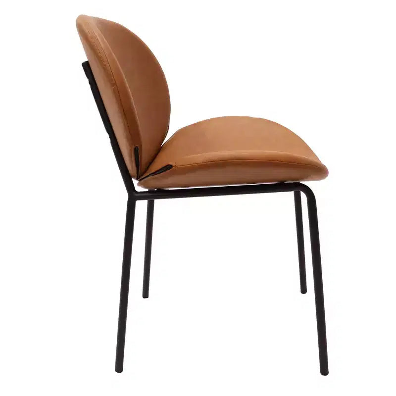 LeisureMod Servos - Lot de 2 chaises de salle à manger modernes - Assise rembourrée en cuir PU avec dossier incurvé et pieds en métal - Confortables pour cuisine, salle à manger, café