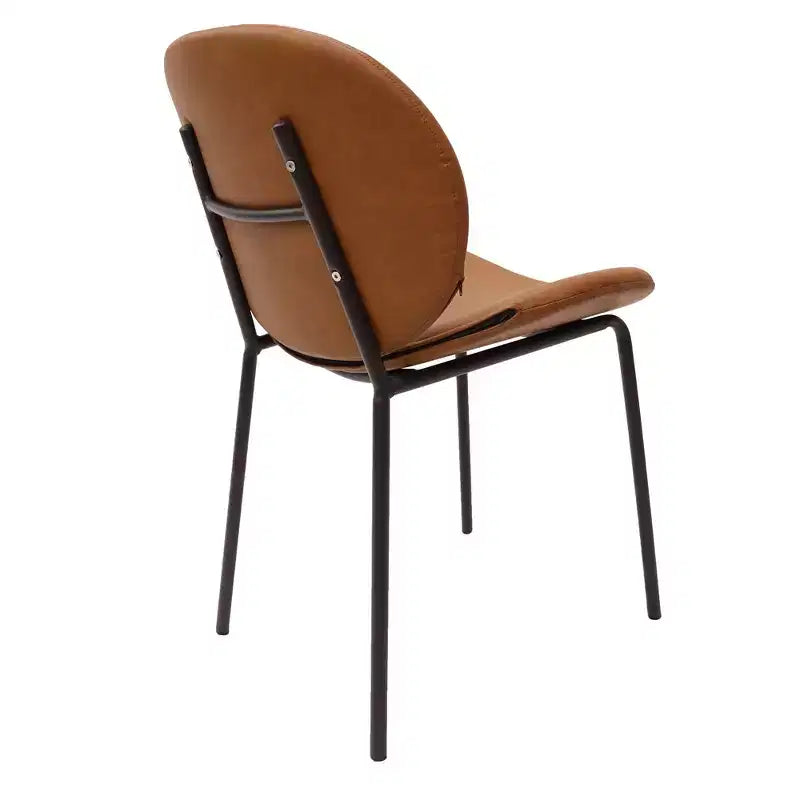 LeisureMod Servos - Lot de 2 chaises de salle à manger modernes - Assise rembourrée en cuir PU avec dossier incurvé et pieds en métal - Confortables pour cuisine, salle à manger, café