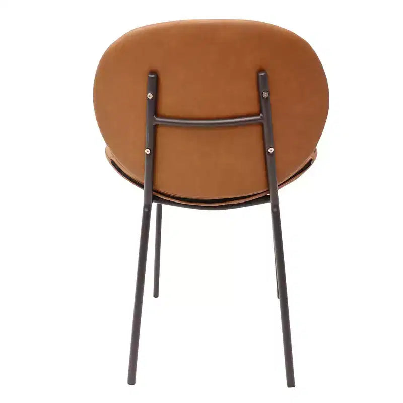 LeisureMod Servos - Lot de 2 chaises de salle à manger modernes - Assise rembourrée en cuir PU avec dossier incurvé et pieds en métal - Confortables pour cuisine, salle à manger, café