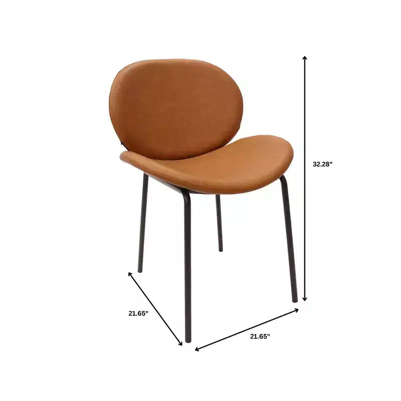 LeisureMod Servos - Lot de 2 chaises de salle à manger modernes - Assise rembourrée en cuir PU avec dossier incurvé et pieds en métal - Confortables pour cuisine, salle à manger, café