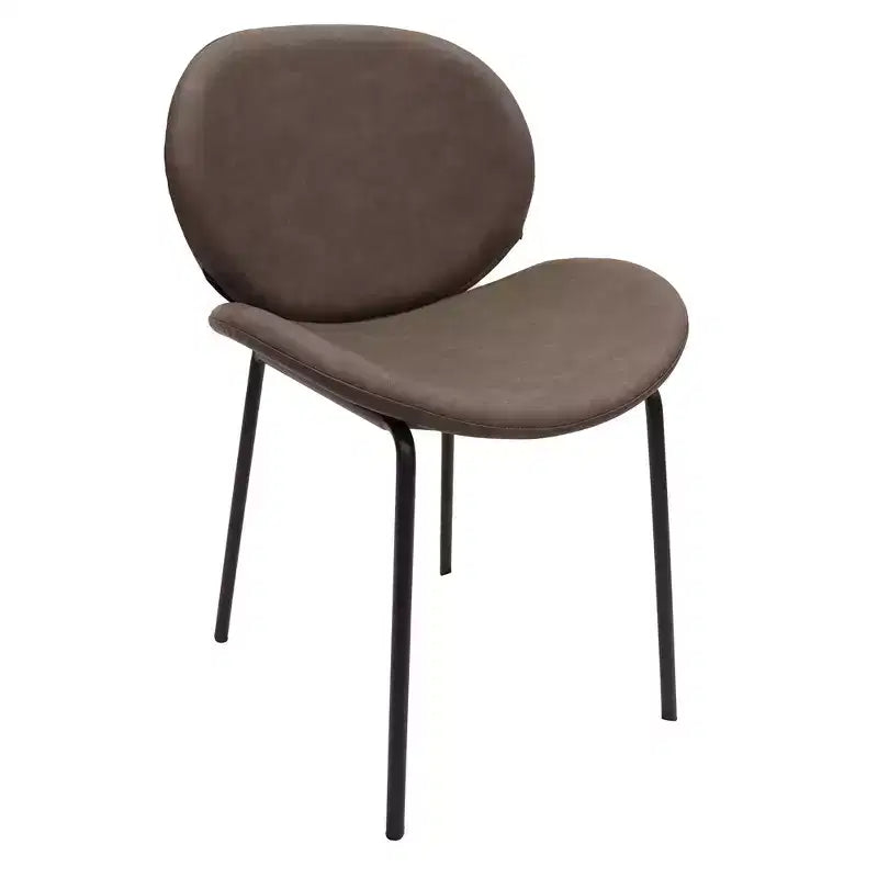 LeisureMod Servos - Lot de 2 chaises de salle à manger modernes - Assise rembourrée en cuir PU avec dossier incurvé et pieds en métal - Confortables pour cuisine, salle à manger, café