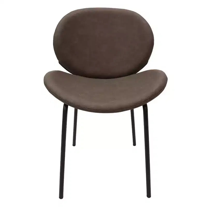 LeisureMod Servos - Lot de 2 chaises de salle à manger modernes - Assise rembourrée en cuir PU avec dossier incurvé et pieds en métal - Confortables pour cuisine, salle à manger, café