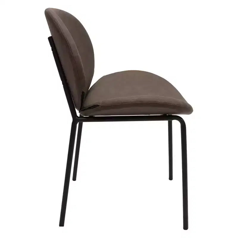 LeisureMod Servos - Lot de 2 chaises de salle à manger modernes - Assise rembourrée en cuir PU avec dossier incurvé et pieds en métal - Confortables pour cuisine, salle à manger, café