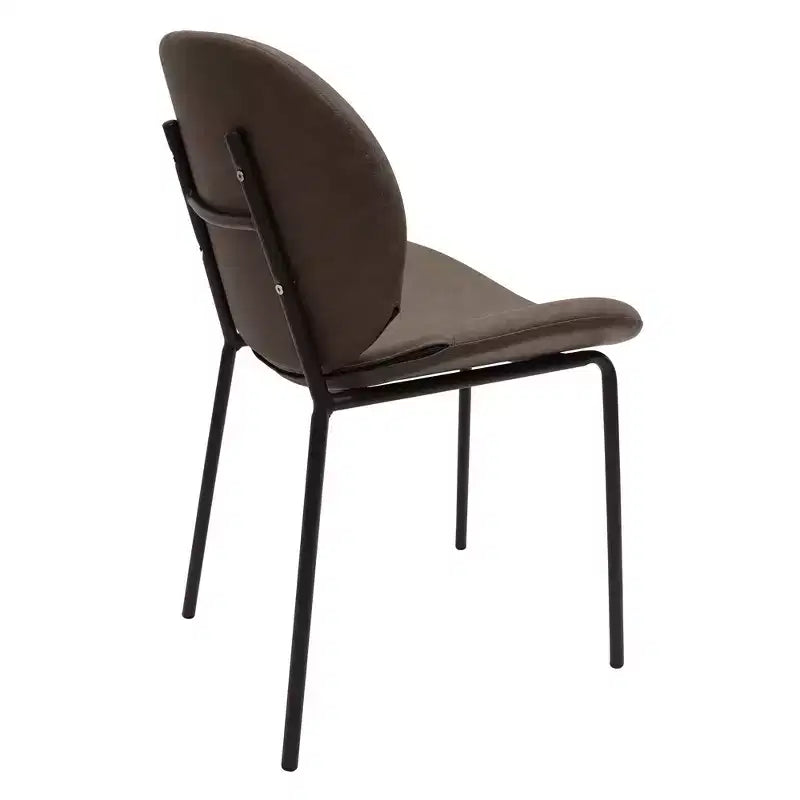 LeisureMod Servos - Lot de 2 chaises de salle à manger modernes - Assise rembourrée en cuir PU avec dossier incurvé et pieds en métal - Confortables pour cuisine, salle à manger, café