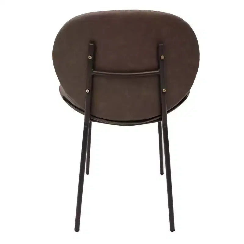 LeisureMod Servos - Lot de 2 chaises de salle à manger modernes - Assise rembourrée en cuir PU avec dossier incurvé et pieds en métal - Confortables pour cuisine, salle à manger, café