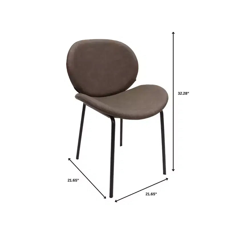 LeisureMod Servos - Lot de 2 chaises de salle à manger modernes - Assise rembourrée en cuir PU avec dossier incurvé et pieds en métal - Confortables pour cuisine, salle à manger, café