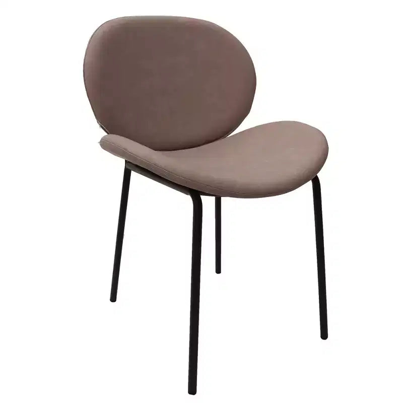 LeisureMod Servos - Lot de 2 chaises de salle à manger modernes - Assise rembourrée en cuir PU avec dossier incurvé et pieds en métal - Confortables pour cuisine, salle à manger, café