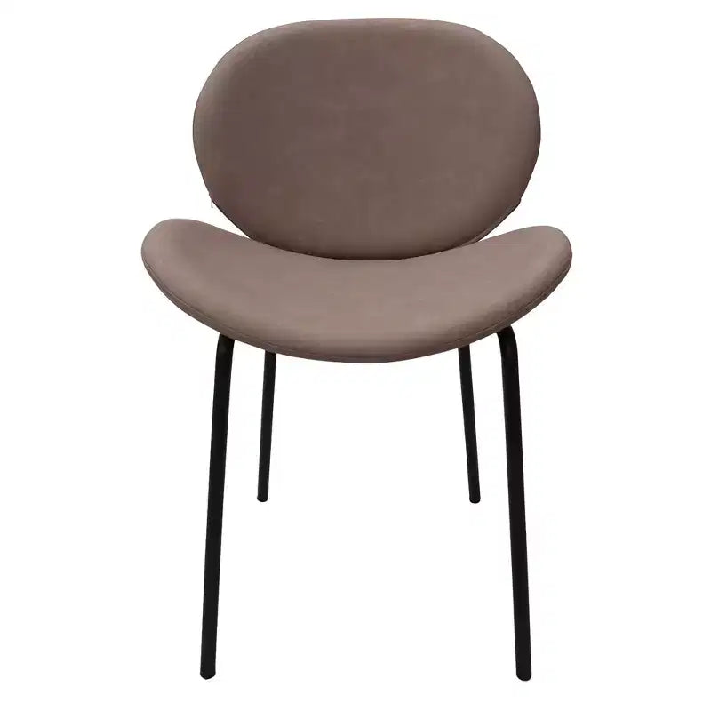 LeisureMod Servos - Lot de 2 chaises de salle à manger modernes - Assise rembourrée en cuir PU avec dossier incurvé et pieds en métal - Confortables pour cuisine, salle à manger, café