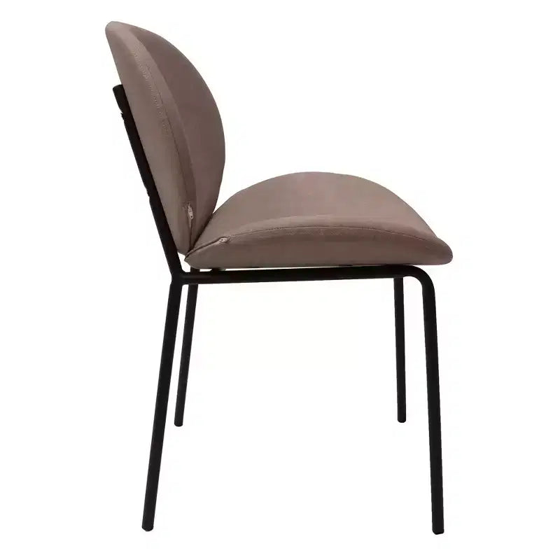 LeisureMod Servos - Lot de 2 chaises de salle à manger modernes - Assise rembourrée en cuir PU avec dossier incurvé et pieds en métal - Confortables pour cuisine, salle à manger, café