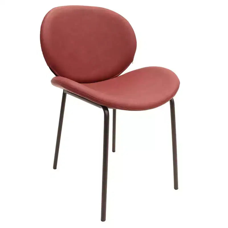 LeisureMod Servos - Lot de 2 chaises de salle à manger modernes - Assise rembourrée en cuir PU avec dossier incurvé et pieds en métal - Confortables pour cuisine, salle à manger, café
