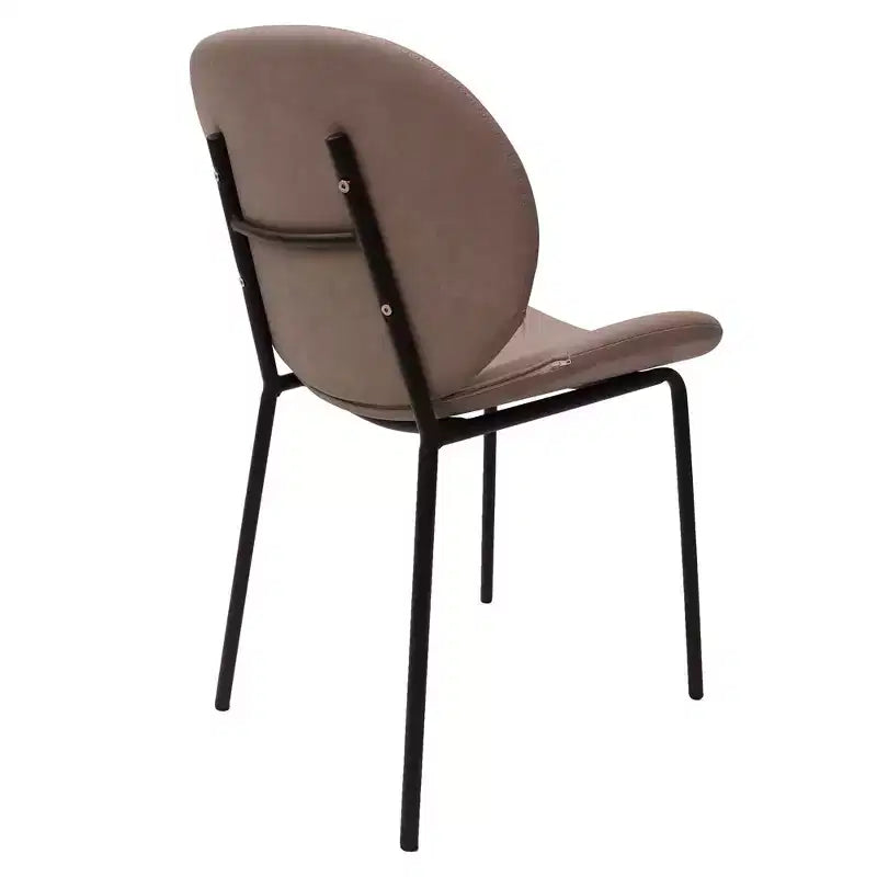 LeisureMod Servos - Lot de 2 chaises de salle à manger modernes - Assise rembourrée en cuir PU avec dossier incurvé et pieds en métal - Confortables pour cuisine, salle à manger, café