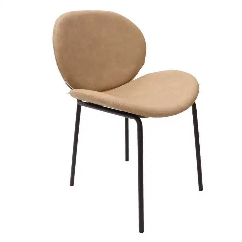 LeisureMod Servos - Lot de 2 chaises de salle à manger modernes - Assise rembourrée en cuir PU avec dossier incurvé et pieds en métal - Confortables pour cuisine, salle à manger, café