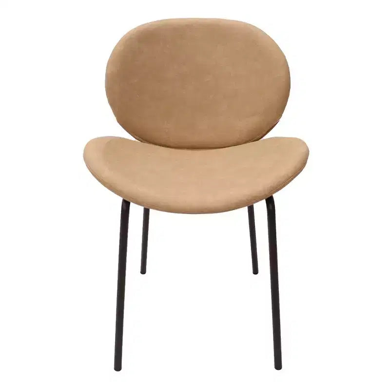 LeisureMod Servos - Lot de 2 chaises de salle à manger modernes - Assise rembourrée en cuir PU avec dossier incurvé et pieds en métal - Confortables pour cuisine, salle à manger, café