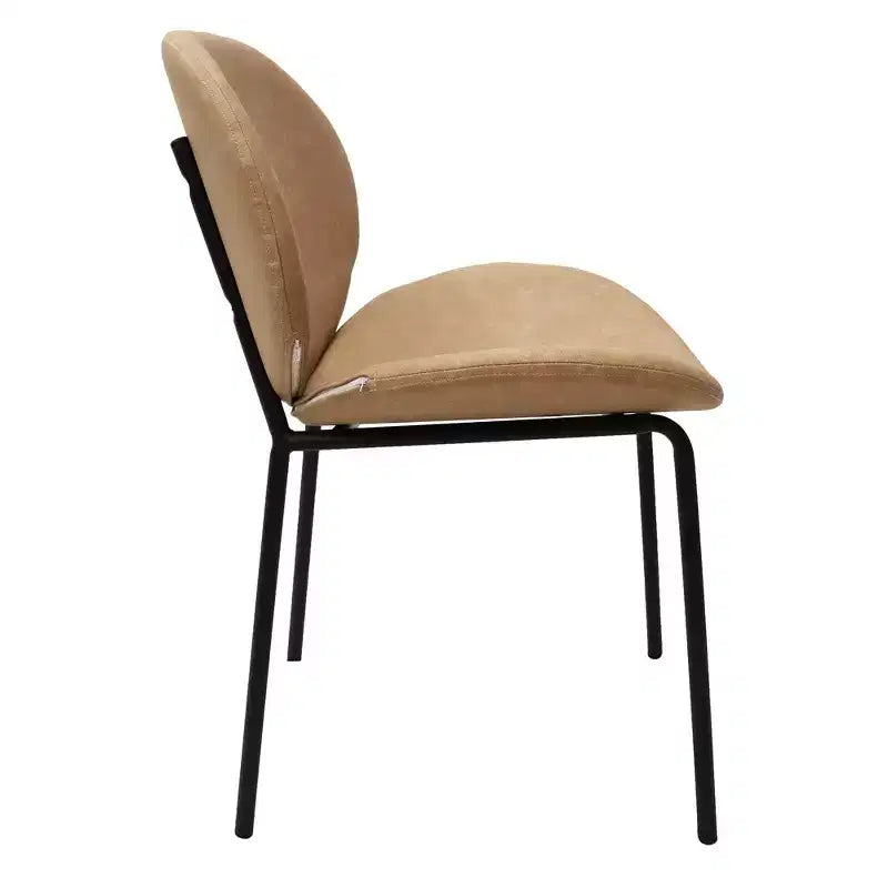 LeisureMod Servos - Lot de 2 chaises de salle à manger modernes - Assise rembourrée en cuir PU avec dossier incurvé et pieds en métal - Confortables pour cuisine, salle à manger, café