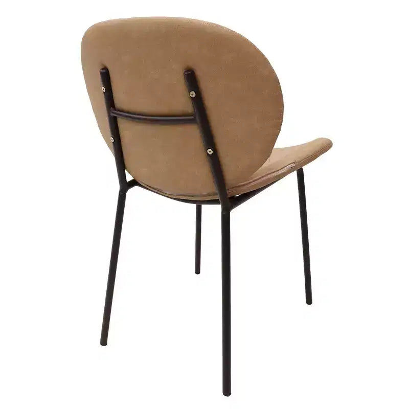 LeisureMod Servos - Lot de 2 chaises de salle à manger modernes - Assise rembourrée en cuir PU avec dossier incurvé et pieds en métal - Confortables pour cuisine, salle à manger, café