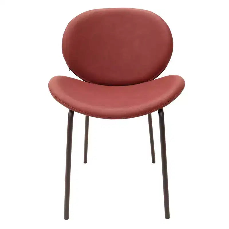 LeisureMod Servos - Lot de 2 chaises de salle à manger modernes - Assise rembourrée en cuir PU avec dossier incurvé et pieds en métal - Confortables pour cuisine, salle à manger, café