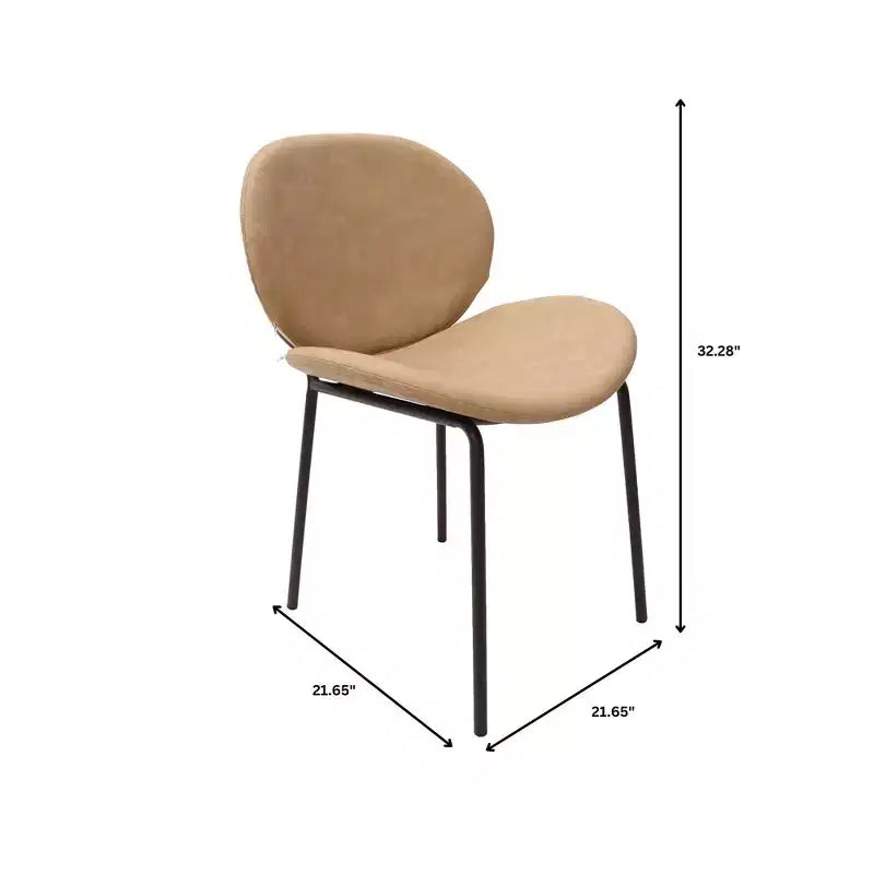 LeisureMod Servos - Lot de 2 chaises de salle à manger modernes - Assise rembourrée en cuir PU avec dossier incurvé et pieds en métal - Confortables pour cuisine, salle à manger, café