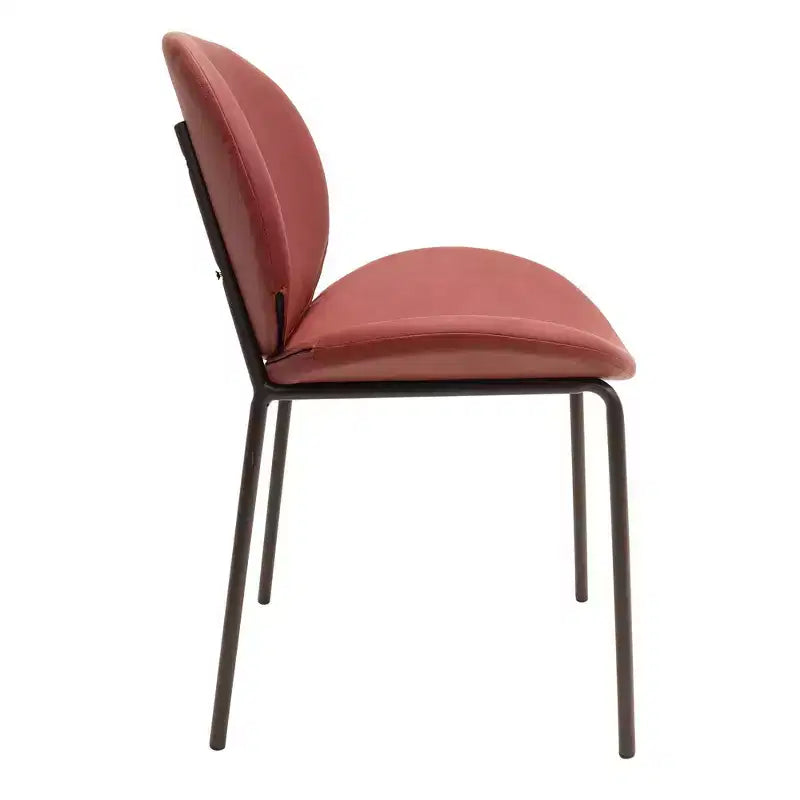 LeisureMod Servos - Lot de 2 chaises de salle à manger modernes - Assise rembourrée en cuir PU avec dossier incurvé et pieds en métal - Confortables pour cuisine, salle à manger, café