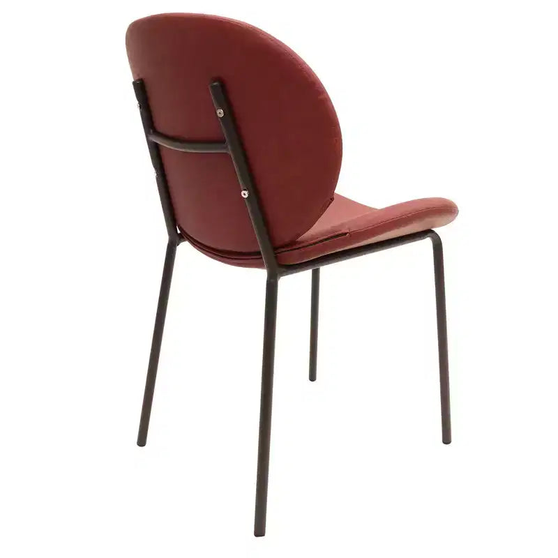 LeisureMod Servos - Lot de 2 chaises de salle à manger modernes - Assise rembourrée en cuir PU avec dossier incurvé et pieds en métal - Confortables pour cuisine, salle à manger, café