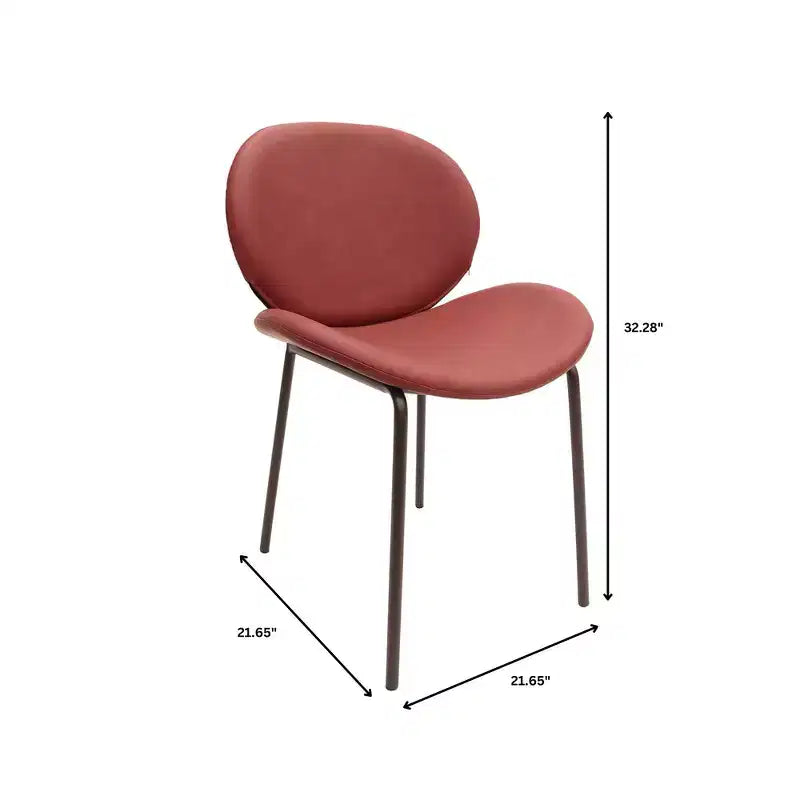 LeisureMod Servos - Lot de 2 chaises de salle à manger modernes - Assise rembourrée en cuir PU avec dossier incurvé et pieds en métal - Confortables pour cuisine, salle à manger, café