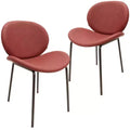 LeisureMod Servos Modern Dining Chair Set of 2  Upholstered PU Leather Seat with Curved Back and Metal Legs, Comfortable Kitchen, Dining Room, Cafe