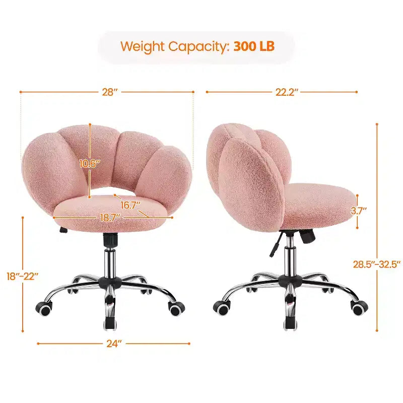 Chaise de coiffeuse Yaheetech rembourrée en bouclette à roulettes