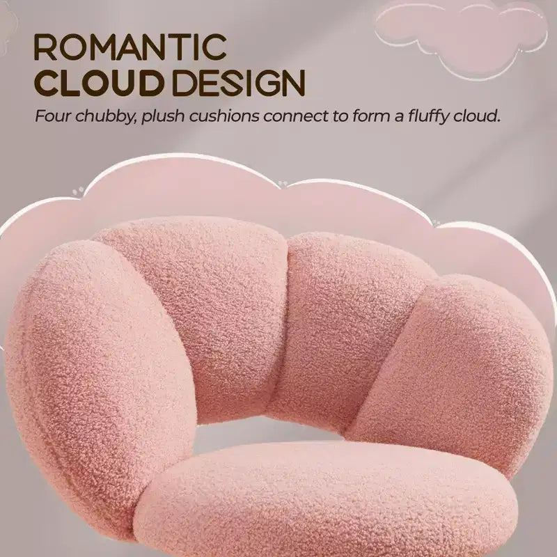 Chaise de coiffeuse Yaheetech rembourrée en bouclette à roulettes