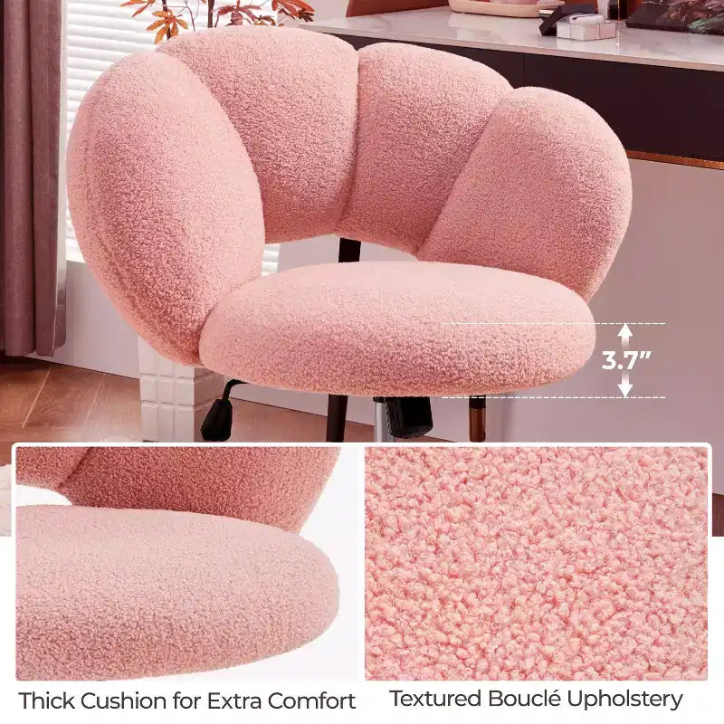 Chaise de coiffeuse Yaheetech rembourrée en bouclette à roulettes