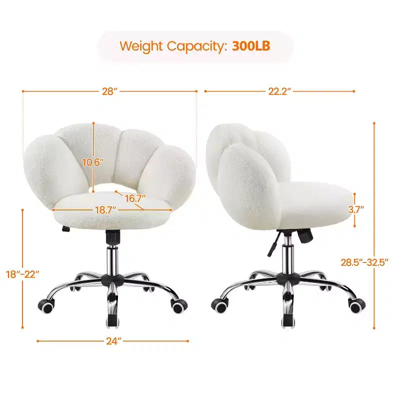 Chaise de coiffeuse Yaheetech rembourrée en bouclette à roulettes