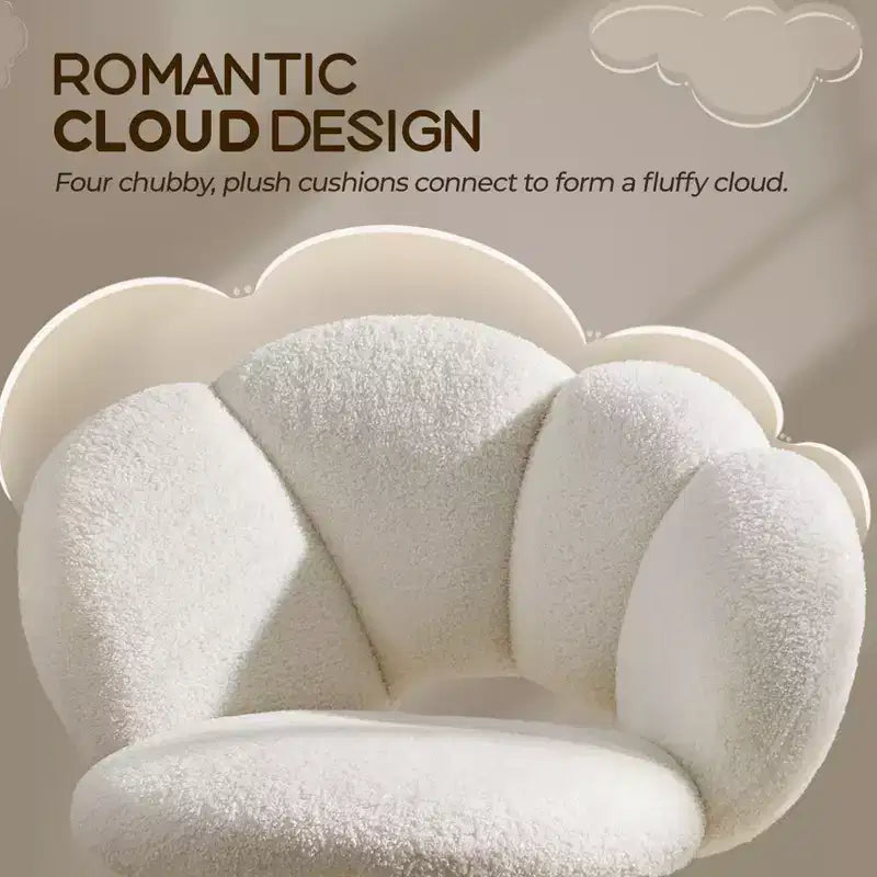 Chaise de coiffeuse Yaheetech rembourrée en bouclette à roulettes