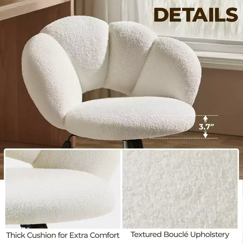 Chaise de coiffeuse Yaheetech rembourrée en bouclette à roulettes