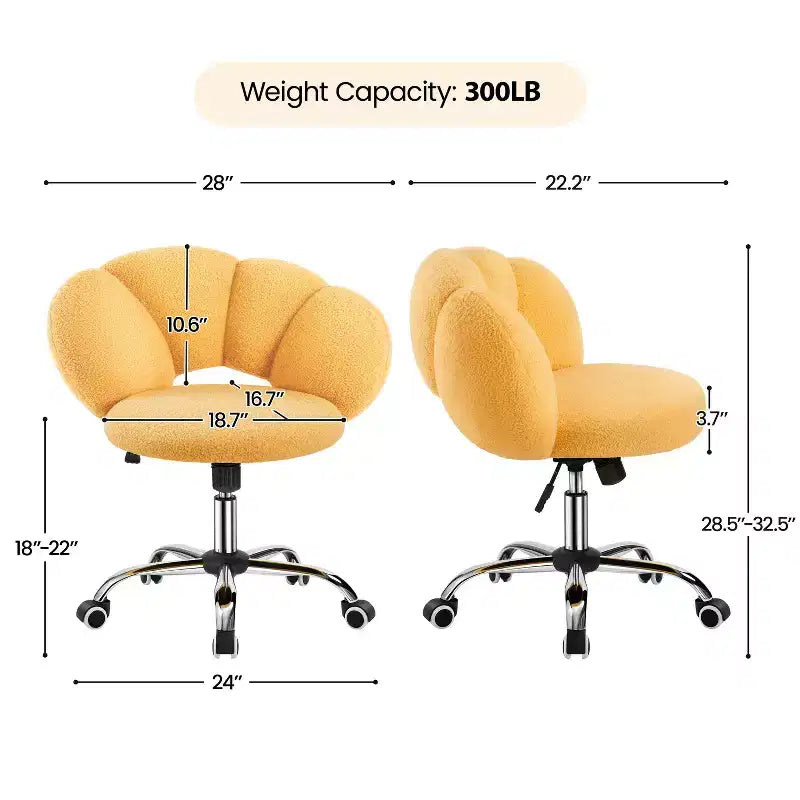 Chaise de coiffeuse Yaheetech rembourrée en bouclette à roulettes