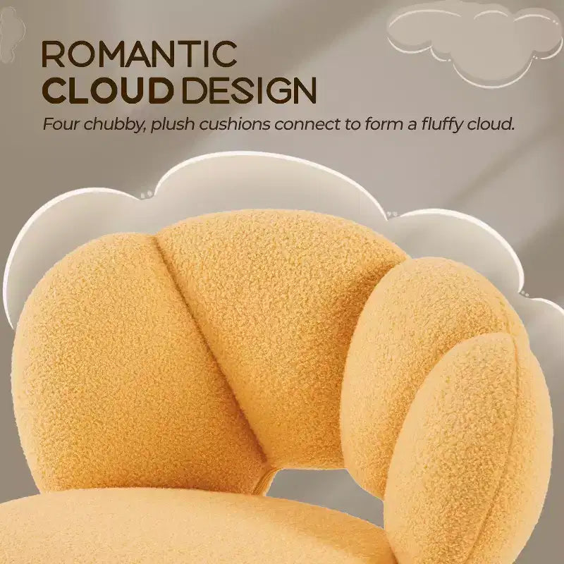Chaise de coiffeuse Yaheetech rembourrée en bouclette à roulettes